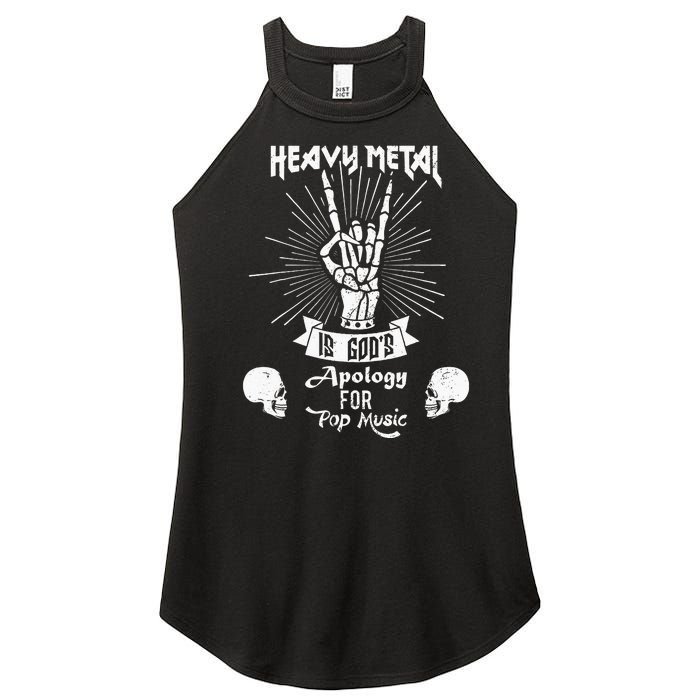 Heavy Metal Music Is Gods Apology Funny Pun Gift Women’s Perfect Tri Rocker Tank