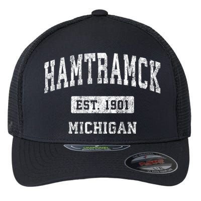 Hamtramck Michigan Mi Vintage Sports Flexfit Unipanel Trucker Cap