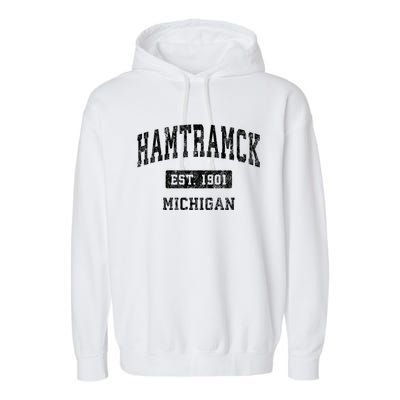 Hamtramck Michigan Mi Vintage Sports Garment-Dyed Fleece Hoodie