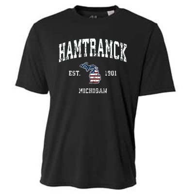 Hamtramck Michigan Mi Vintage American Flag Sports Design Cooling Performance Crew T-Shirt