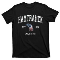 Hamtramck Michigan Mi Vintage American Flag Sports Design T-Shirt