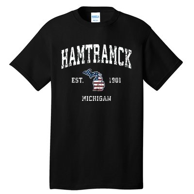 Hamtramck Michigan Mi Vintage American Flag Sports Design Tall T-Shirt