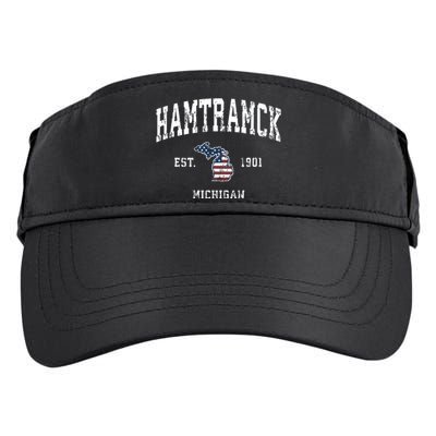 Hamtramck Michigan Mi Vintage American Flag Sports Design Adult Drive Performance Visor