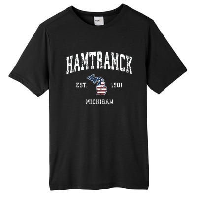 Hamtramck Michigan Mi Vintage American Flag Sports Design Tall Fusion ChromaSoft Performance T-Shirt