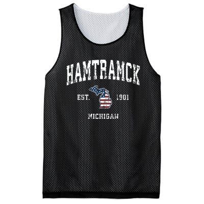 Hamtramck Michigan Mi Vintage American Flag Sports Design Mesh Reversible Basketball Jersey Tank