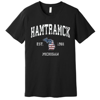 Hamtramck Michigan Mi Vintage American Flag Sports Design Premium T-Shirt