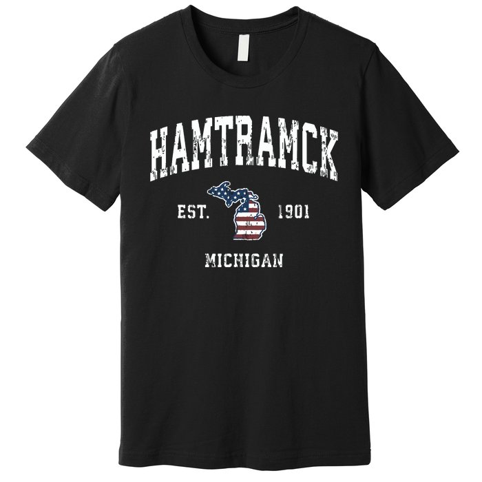 Hamtramck Michigan Mi Vintage American Flag Sports Design Premium T-Shirt