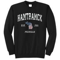 Hamtramck Michigan Mi Vintage American Flag Sports Design Tall Sweatshirt