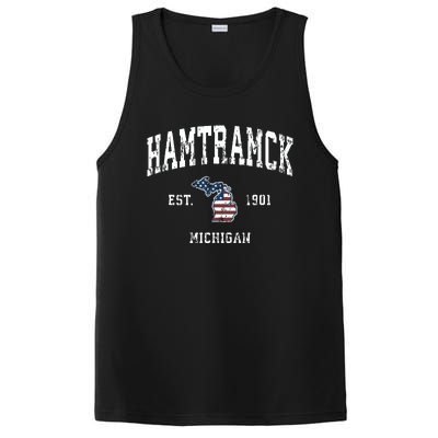 Hamtramck Michigan Mi Vintage American Flag Sports Design PosiCharge Competitor Tank