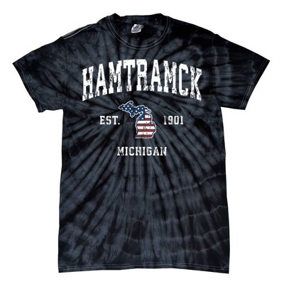 Hamtramck Michigan Mi Vintage American Flag Sports Design Tie-Dye T-Shirt