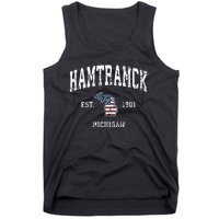 Hamtramck Michigan Mi Vintage American Flag Sports Design Tank Top