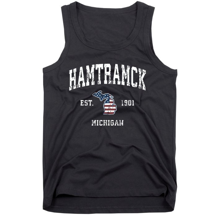 Hamtramck Michigan Mi Vintage American Flag Sports Design Tank Top