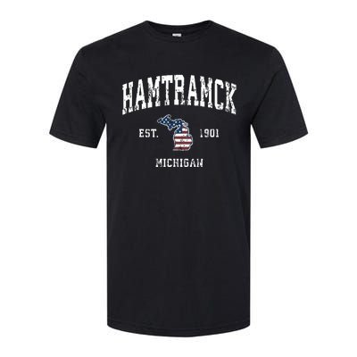 Hamtramck Michigan Mi Vintage American Flag Sports Design Softstyle CVC T-Shirt