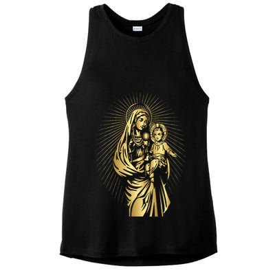 Holy Mother Mary Mother Of Jesus Vintage Catholic Art Women Ladies PosiCharge Tri-Blend Wicking Tank