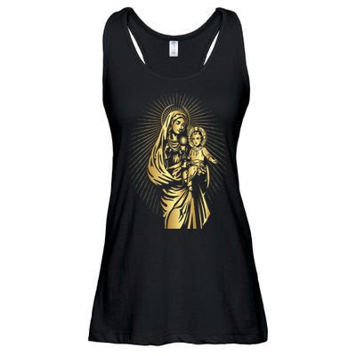 Holy Mother Mary Mother Of Jesus Vintage Catholic Art Women Ladies Essential Flowy Tank