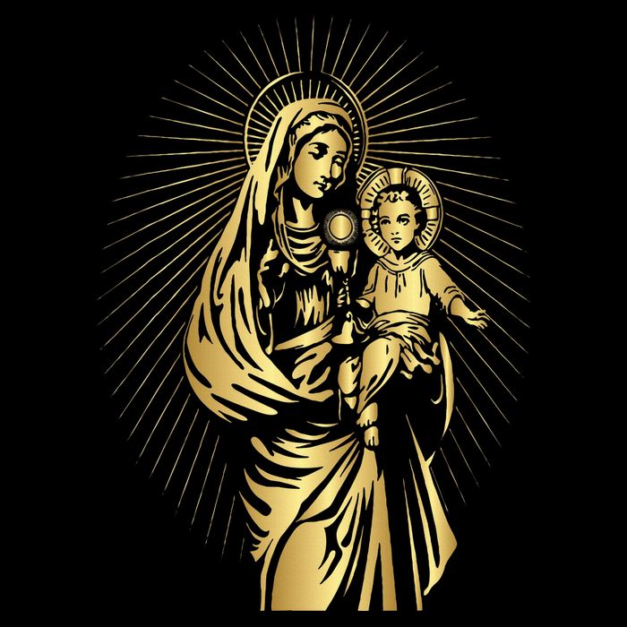 Holy Mother Mary Mother Of Jesus Vintage Catholic Art Women Kids Hoodie