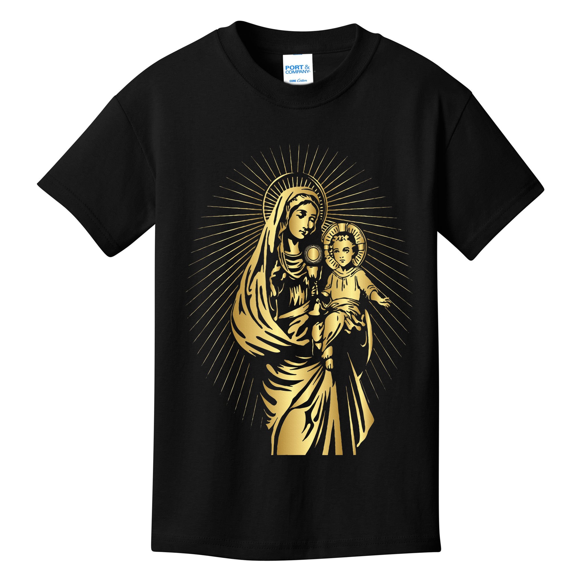 Holy Mother Mary Mother Of Jesus Vintage Catholic Art Women Kids T-Shirt