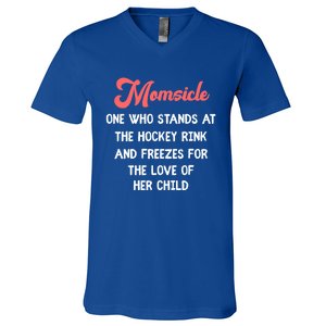 Hockey Mom Momsicle Definition Tee Mothers Mama Gift Tee Gift V-Neck T-Shirt