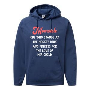 Hockey Mom Momsicle Definition Tee Mothers Mama Gift Tee Gift Performance Fleece Hoodie