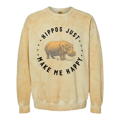 Hippos Make Me Happy Funny Hippopotamus Hippo Lover Colorblast Crewneck Sweatshirt