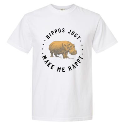 Hippos Make Me Happy Funny Hippopotamus Hippo Lover Garment-Dyed Heavyweight T-Shirt