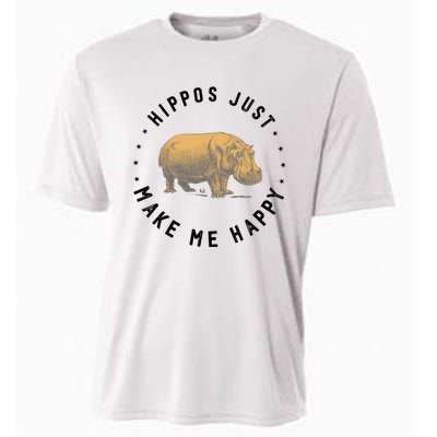 Hippos Make Me Happy Funny Hippopotamus Hippo Lover Cooling Performance Crew T-Shirt