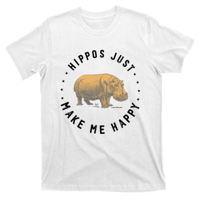 Hippos Make Me Happy Funny Hippopotamus Hippo Lover T-Shirt