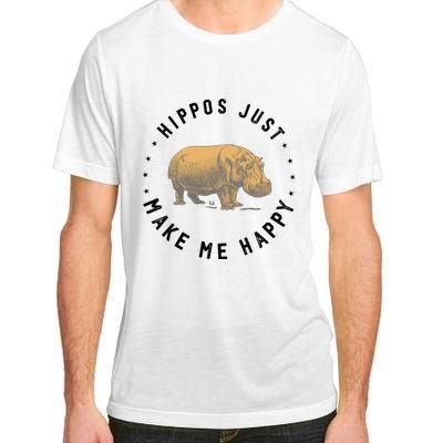 Hippos Make Me Happy Funny Hippopotamus Hippo Lover Adult ChromaSoft Performance T-Shirt