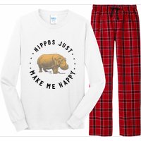 Hippos Make Me Happy Funny Hippopotamus Hippo Lover Long Sleeve Pajama Set