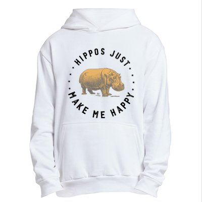 Hippos Make Me Happy Funny Hippopotamus Hippo Lover Urban Pullover Hoodie