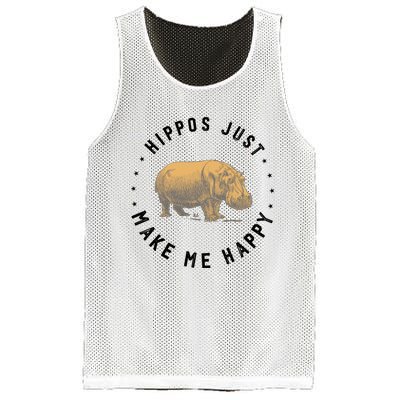 Hippos Make Me Happy Funny Hippopotamus Hippo Lover Mesh Reversible Basketball Jersey Tank