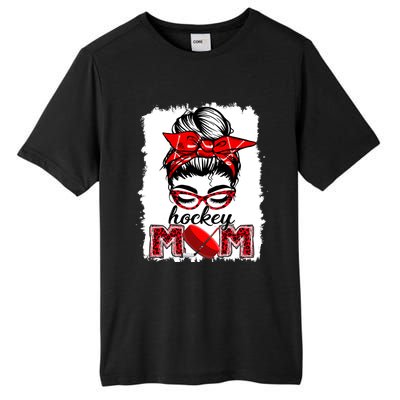 Hockey Mom Messy Bun Leopard Funny Mothers Day Gift Tall Fusion ChromaSoft Performance T-Shirt