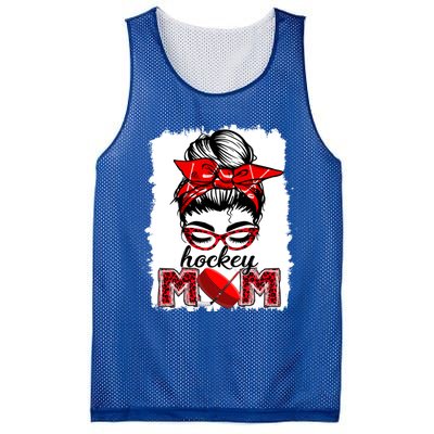 Hockey Mom Messy Bun Leopard Funny Mothers Day Gift Mesh Reversible Basketball Jersey Tank