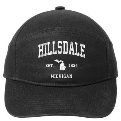 Hillsdale Michigan Mi Vintage Athletic 7-Panel Snapback Hat