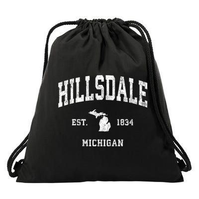 Hillsdale Michigan Mi Vintage Athletic Drawstring Bag
