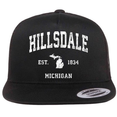 Hillsdale Michigan Mi Vintage Athletic Flatbill Hat