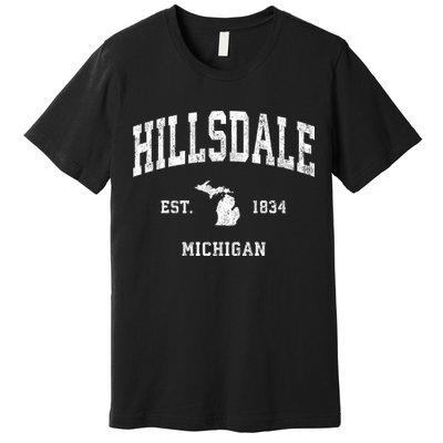 Hillsdale Michigan Mi Vintage Athletic Premium T-Shirt