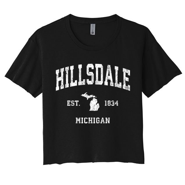 Hillsdale Michigan Mi Vintage Athletic Crop Top