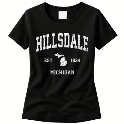 Hillsdale Michigan Mi Vintage Athletic Womens T-Shirt