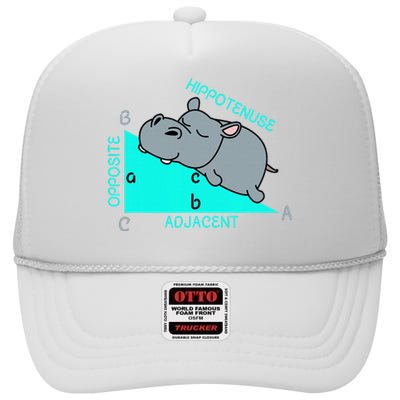 Hippotenuse Math Mathematics Teacher Joke Fun Saying High Crown Mesh Back Trucker Hat