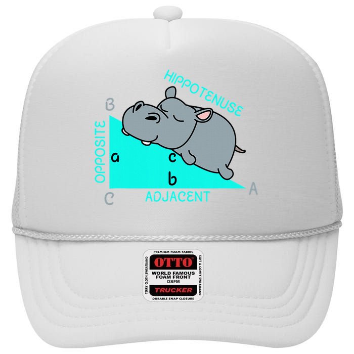 Hippotenuse Math Mathematics Teacher Joke Fun Saying High Crown Mesh Back Trucker Hat