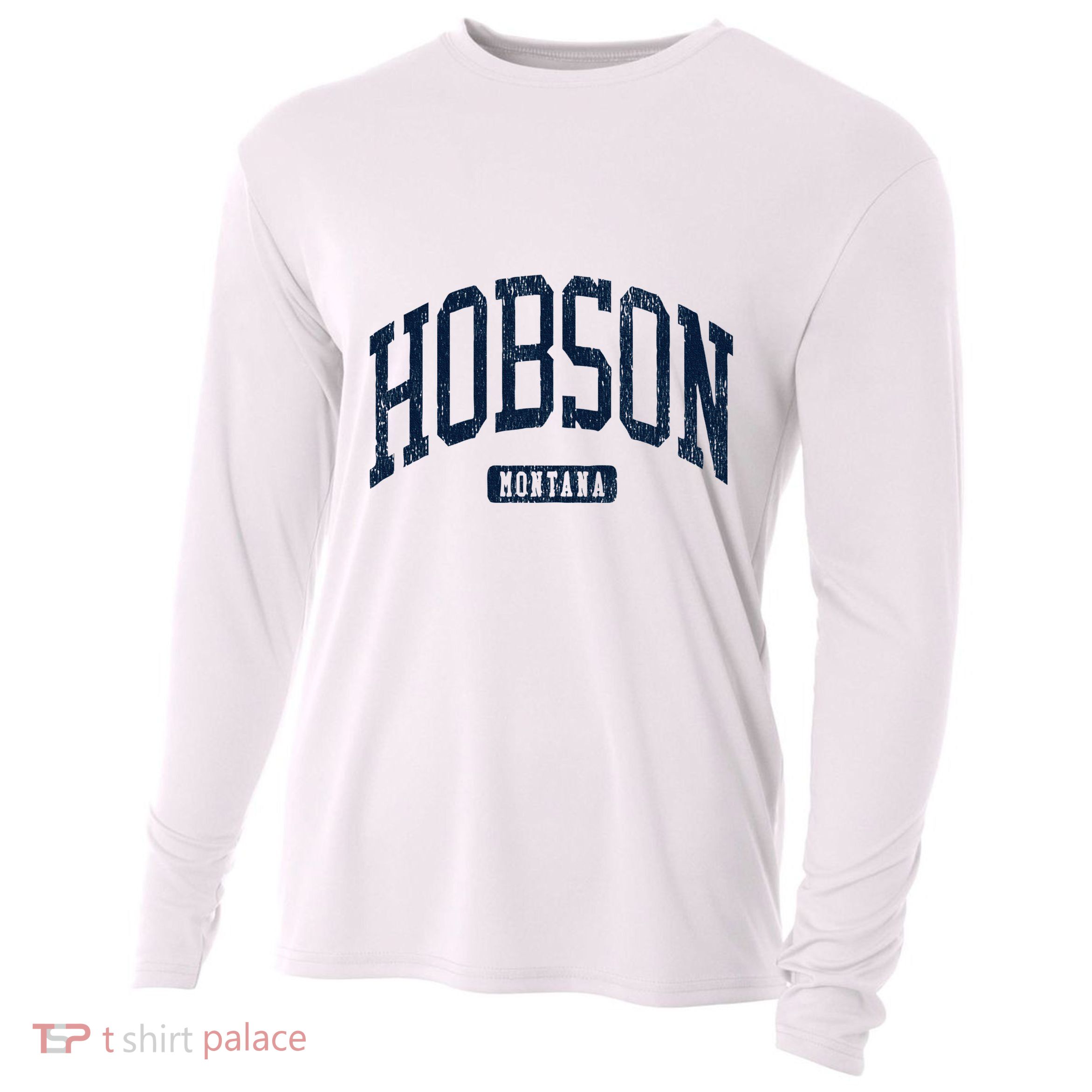 Hobson Montana Mt Style Blue Cooling Performance Long Sleeve Crew