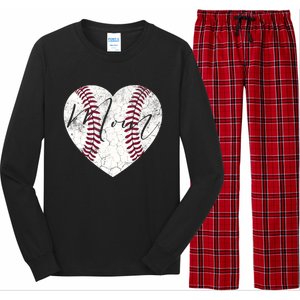 Heart Mom Mother's Day Christmas Baseball Softball Gift Meaningful Gift Long Sleeve Pajama Set