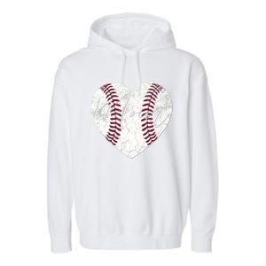 Heart Mom Mother's Day Christmas Baseball Softball Gift Meaningful Gift Garment-Dyed Fleece Hoodie