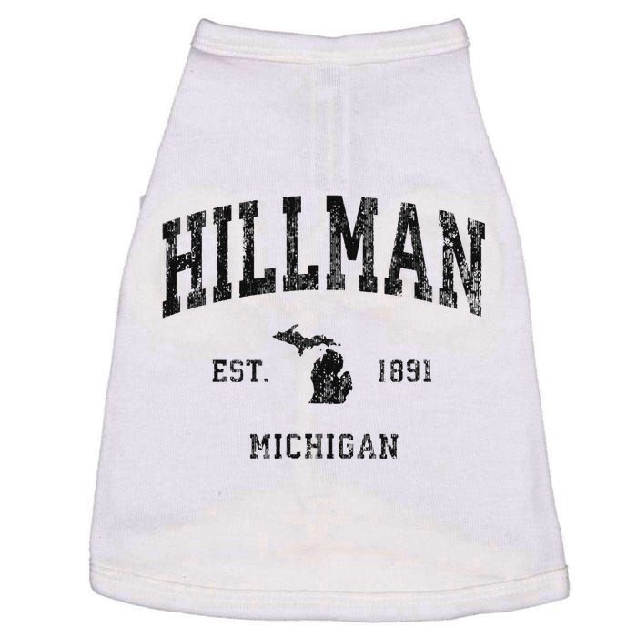 Hillman Michigan Mi Vintage Athletic Black Sports Design Doggie Tank