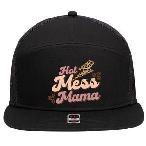 Hot Mess Mama Coffee Lovers 7 Panel Mesh Trucker Snapback Hat