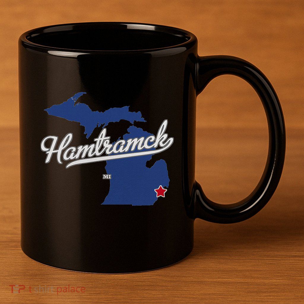 Hamtramck Michigan Mi Map 11oz C Handle Ceramic Mug