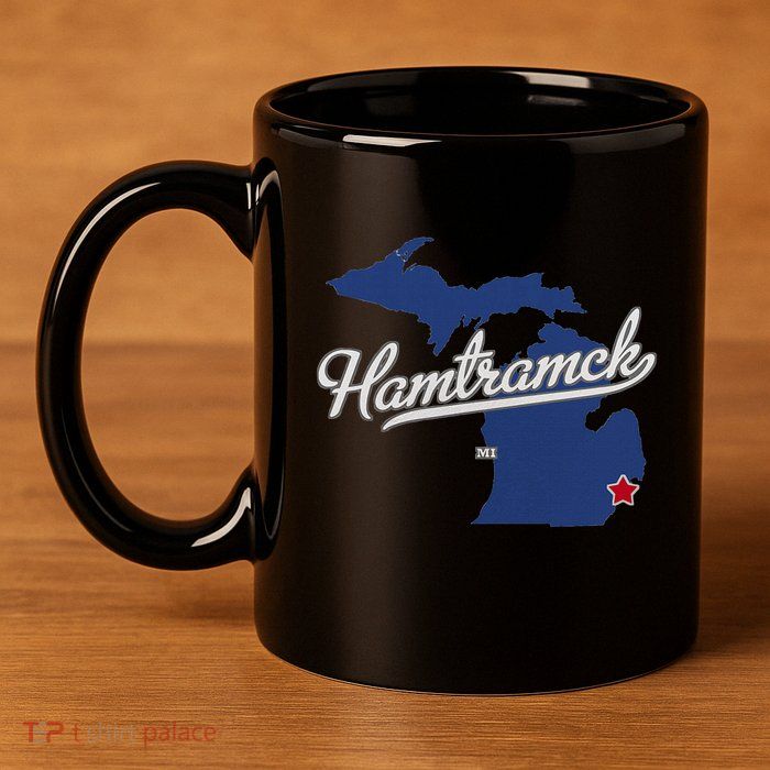 Hamtramck Michigan Mi Map 11oz C Handle Ceramic Mug