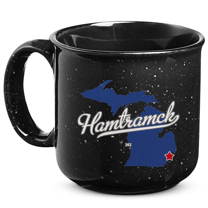 Hamtramck Michigan Mi Map 15oz Campfire Ceramic Mug