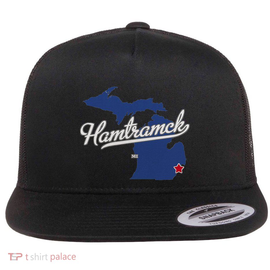 Hamtramck Michigan Mi Map Flatbill Hat